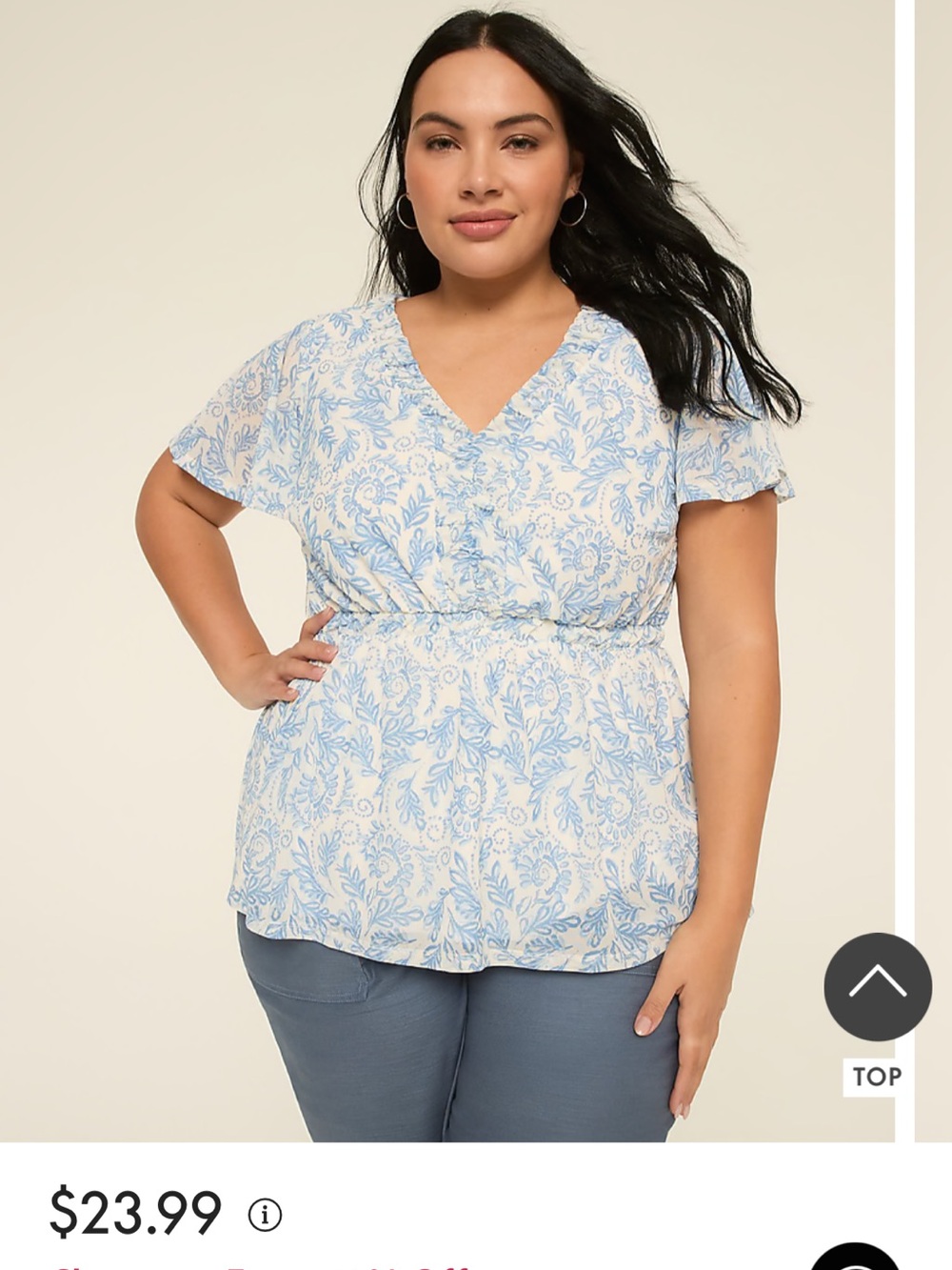 Lane Bryant - Light Blue Floral V-Neck Women's Top NWT